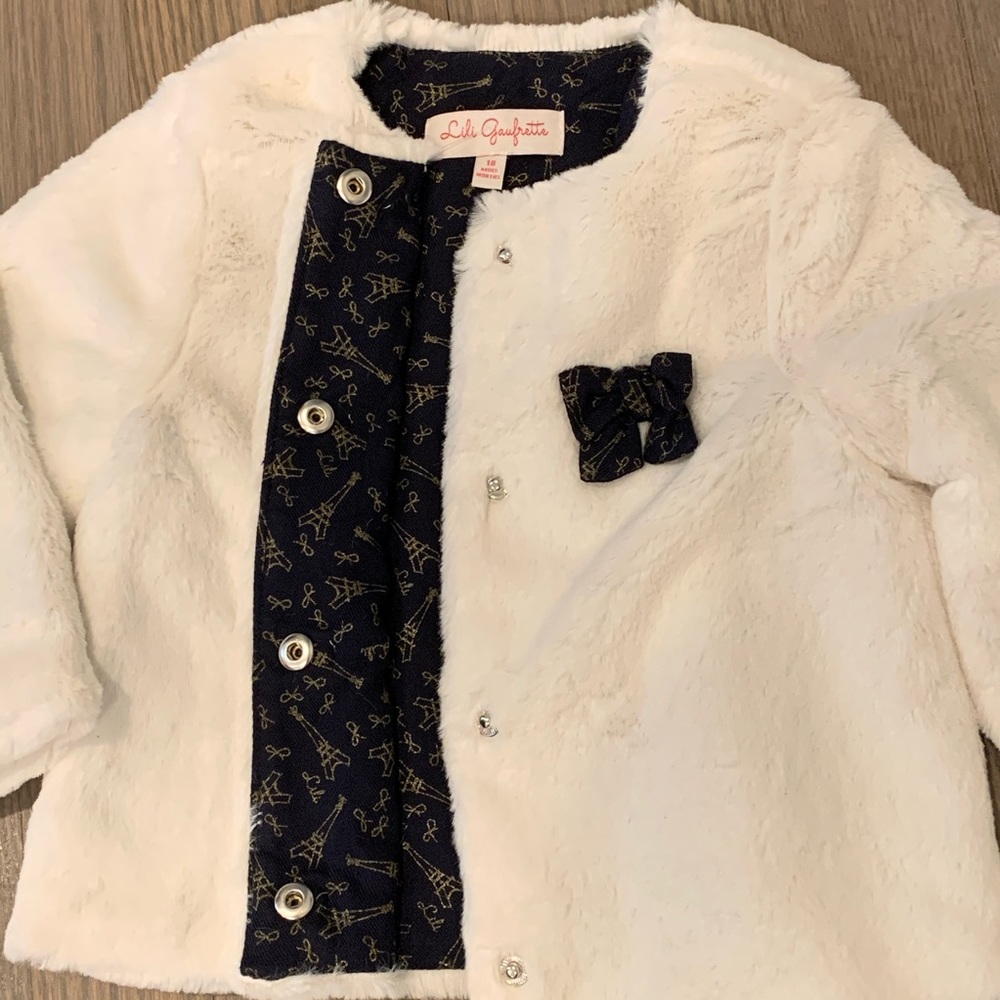 Lili Gaufrette white fur sweater/jacket 12m NWT - Picture 3 of 3
